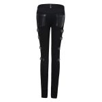 Industrial Gothic Denim Leather Pants | Men Punk Rock Buckle Strap Trousers - Image 2