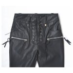 Women Slim-Fit Gothic Flared Pants | Shiny Zipper Detail Trousers - Image 3