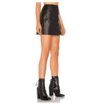 Women Sexy Black Mini Leather Skirt - Image 3