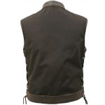 Men Denim Style Black Cordura Vest Snaps Biker Vest - Image 2
