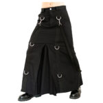 Men Gothic Denim Chain Skirt | Long Kilt with Bondage Straps