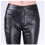 Women’s Michael Hoban Mid Waist Pants | Genuine Leather Gothic Pencil Trousers