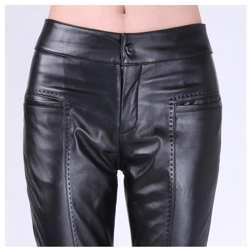 Women’s Michael Hoban Mid Waist Pants | Genuine Leather Gothic Pencil Trousers