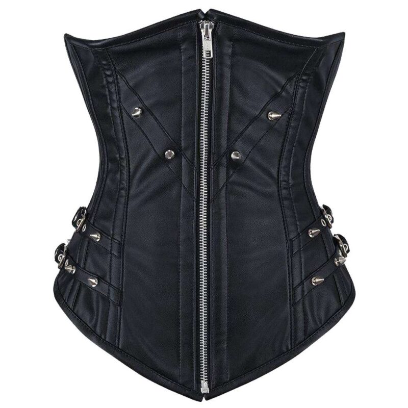 Women’s Gothic Industrial Underbust Corset with Buckles – Punk & Steampunk Style