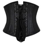 Steel Boned Underbust Corset – Black Leather Hourglass Corset for Women - Image 2