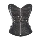Women Gothic Black Leather Buckle Corset Overbust