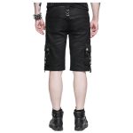 Men Gothic Industrial Zipper Shorts | Black Cargo Shorts - Image 2