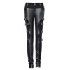 Industrial Gothic Denim Leather Pants | Men’s Punk Rock Buckle Strap Trousers