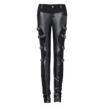 Industrial Gothic Denim Leather Pants | Men’s Punk Rock Buckle Strap Trousers