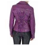 Women Purple Leather Gothic Jacket | Back Laced Corset - Image 3