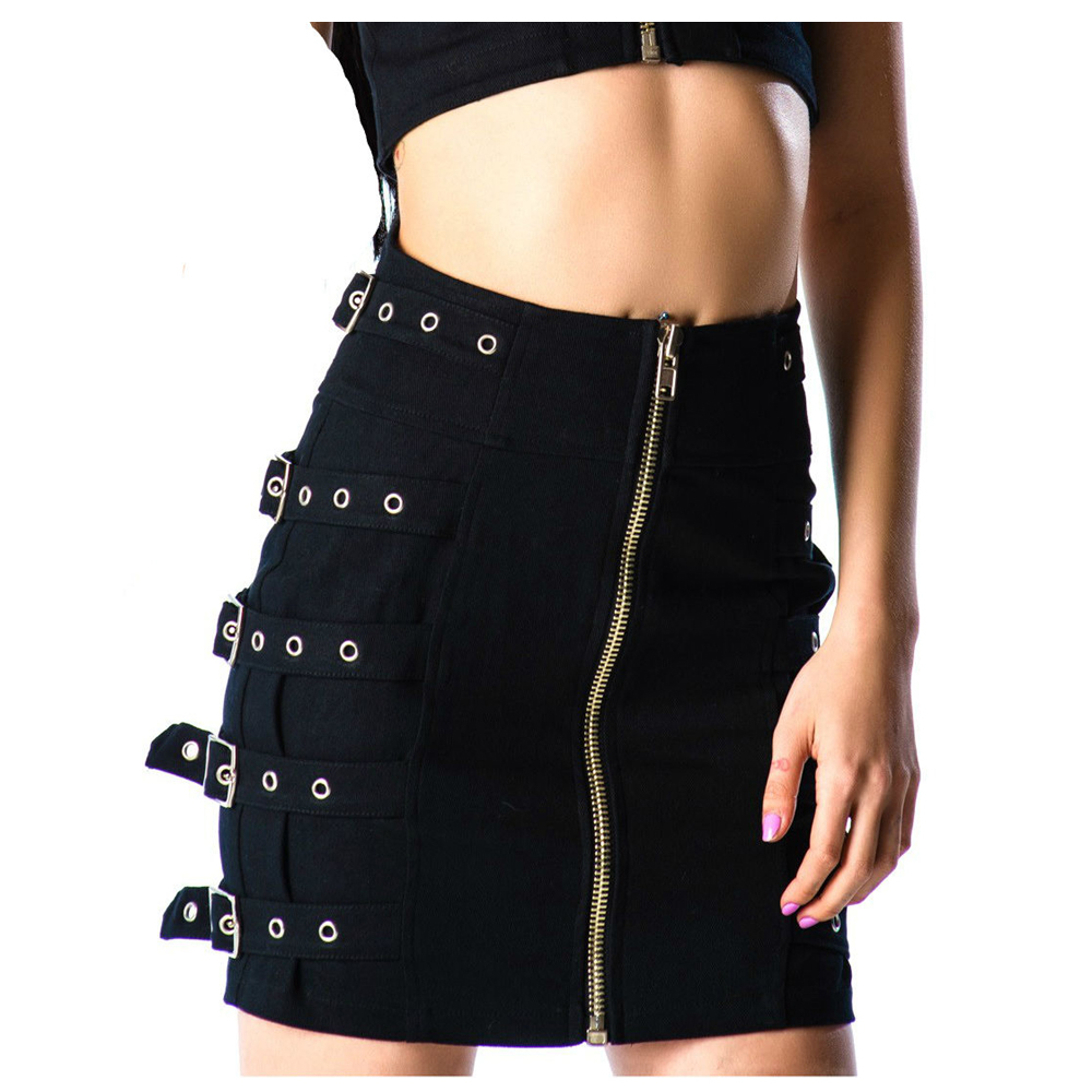 Women’s Gothic Fetish Buckle Pencil Skirt