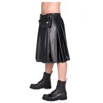 Men Pistol Short Black Sky Kilt | Gothic Faux Leather Alternative Skirt - Image 3
