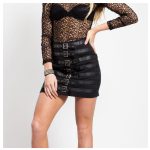 Shadowy Gothic Punk Mini Skirt | Strapped Buckle Alternative Fashion - Image 2