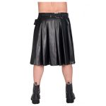 Men Pistol Short Black Sky Kilt | Gothic Faux Leather Alternative Skirt - Image 2