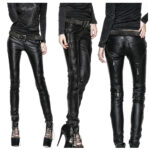 Women Gothic Genuine Sheepskin Leather Pants | Luxury Gothic Fashion - Image 4