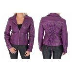 Women Purple Leather Gothic Jacket | Back Laced Corset - Image 2