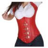 Red Bondage Leather Corset Women | Gothic Punk Overbust Corset with Buckles