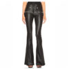 Slim-Fit Women’s Gothic Flared Pants | Shiny Zipper Detail Trousers