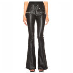 Slim-Fit Women’s Gothic Flared Pants | Shiny Zipper Detail Trousers