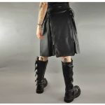 Men Gothic Black Leather Kilt | Steampunk Scottish Biker Style Kilt - Image 3