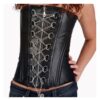 Women’s Gothic Overbust Corset | Black Faux Leather Chain-Laced Corset