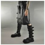 Men Gothic Black Leather Kilt | Steampunk Scottish Biker Style Kilt - Image 2