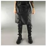 Men Gothic Black Leather Kilt | Steampunk Scottish Biker Style Kilt