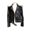 Women's Silver Studded Genuine Leather Jacket Black Spice Jacket (2025)