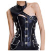 Women Black Leather Corset | Gothic Overbust Corset for Alternative Fashion