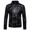 Gothic Black Leather Jacket Men’s | Studded Punk Rock Biker Style