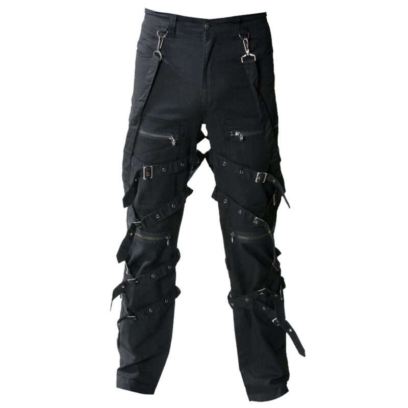 Prime Quality Men Gothic Pant Black Chrome Trousers Buckle Style High Waist Pants (2025)