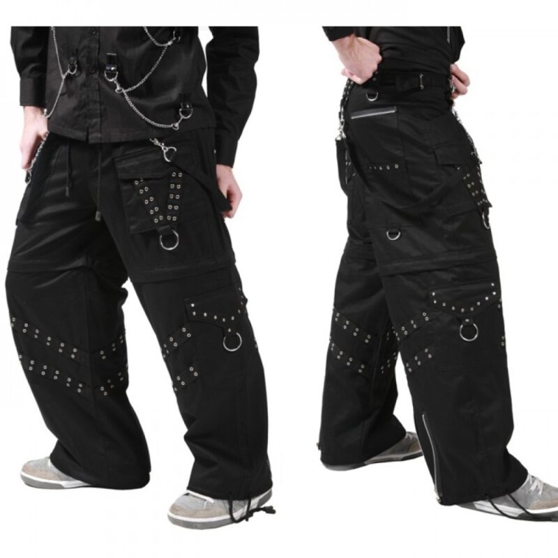 Men Gothic Baggy Cargo Pants Black Industrial Trousers