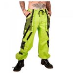 Men’s Neon Green Cyber Industrial Trousers with Straps | Cybergoth Rave Pants