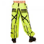 Men’s Neon Green Cyber Industrial Trousers with Straps | Cybergoth Rave Pants - Image 3