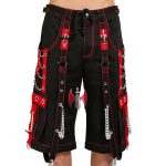 Men Gothic Cyberpunk Bondage Pants | Red & Black Tripp-Style Chains & Straps Trousers - Image 2