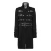 Men Black Double Breasted Belted Buckle Coat Military Officers Men's Gothic Coats