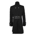 Men’s Black Gothic Trench Coat – Double Breasted Belted Buckle Coat - Image 3