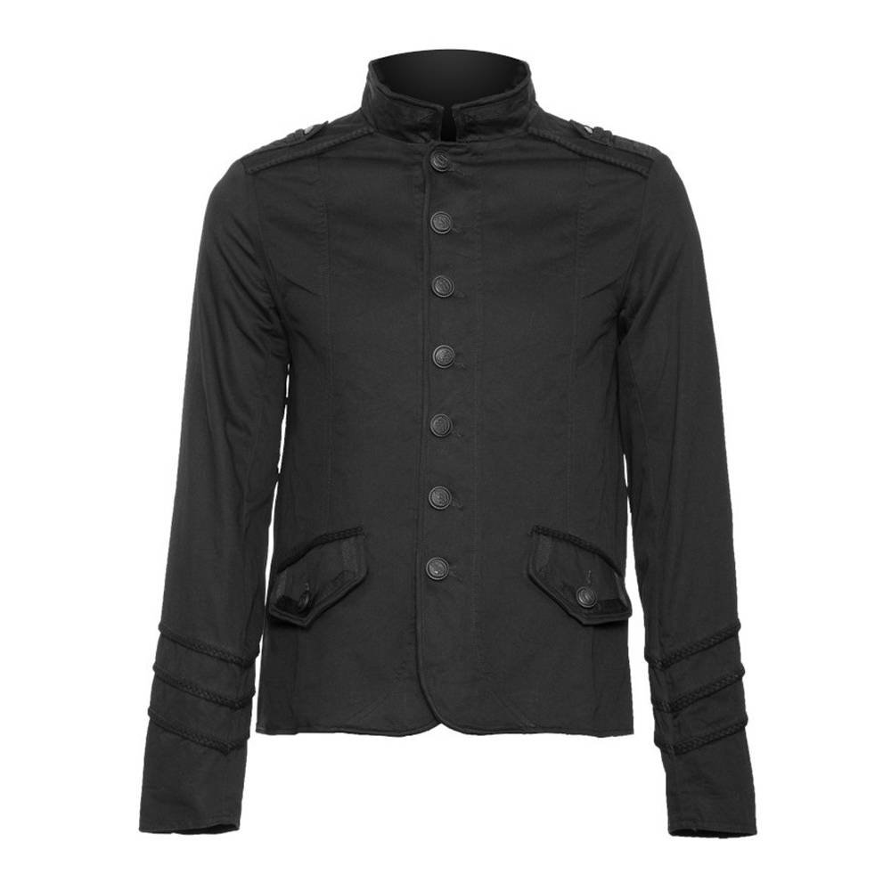 Men's Officer Braided Lining Black Jacket