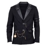 Men’s Black Gothic Military Officer Jacket | Vintage Steampunk Fashion