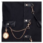 Men's Steampunk Gothic Military Jacket | Faux Leather Lapel Blazer with Chain Detail - Image 4