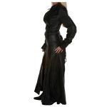 Women Black Leather Victorian Gothic Coat | Corset Waist - Image 2
