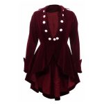 Victorian Burgundy Velvet Ruffle Coat | Women’s Gothic Red Frock Jacket