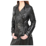 Women’s Gothic Leather Trench Coat - Image 2