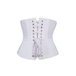 White Cotton Underbust Corset | Steel-Boned Waist Trainer Gothic Waist Cincher - Image 2