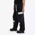 Men Gothic Pant Emo Punk Plus Size Pants Black & White Chain Carpenter Pants - Image 2
