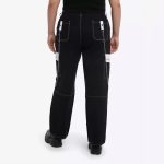 Men Gothic Pant Emo Punk Plus Size Pants Black & White Chain Carpenter Pants - Image 3