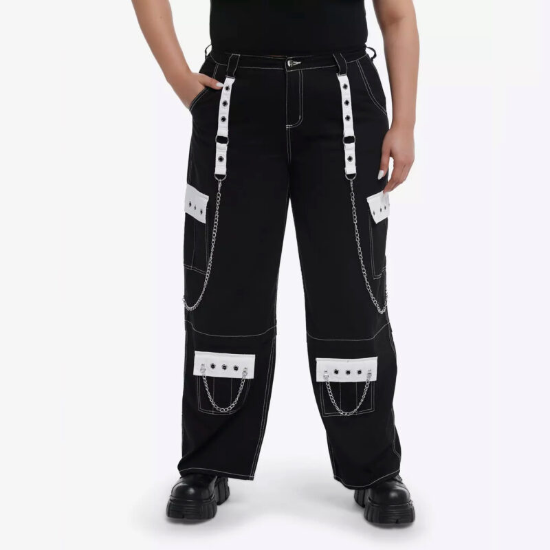 Men Gothic Pant Emo Punk Plus Size Pants Black & White Chain Carpenter Pants (2025)