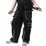 Men Gothic EMO Cargo Trousers | Studded Baggy Pants with Straps & Pockets