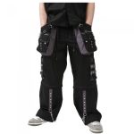 Men Gothic EMO Cargo Trousers | Studded Baggy Pants with Straps & Pockets - Image 2