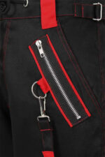 Red Bondage Pants Black Zippers and Laces Pant Punk Pants High Waist Pant - Image 2